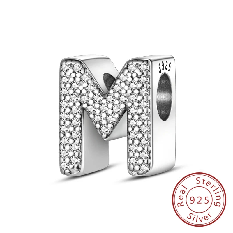 925 Sterling Silver A–Z Alphabet Charms | Initial Letter Beads for Charm Bracelets | DIY Jewelry Gift for Women