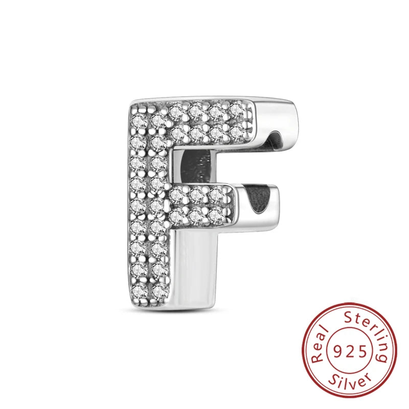 925 Sterling Silver A–Z Alphabet Charms | Initial Letter Beads for Charm Bracelets | DIY Jewelry Gift for Women