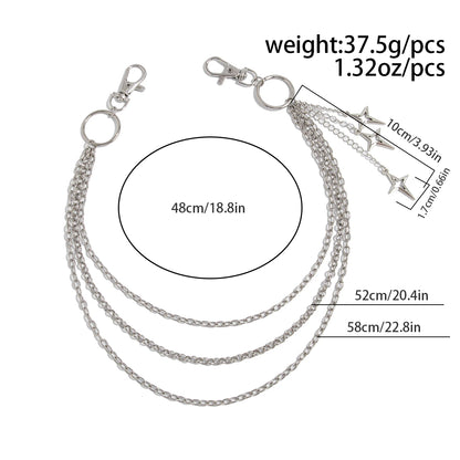 Silver chain with measurements and weight details on a white background