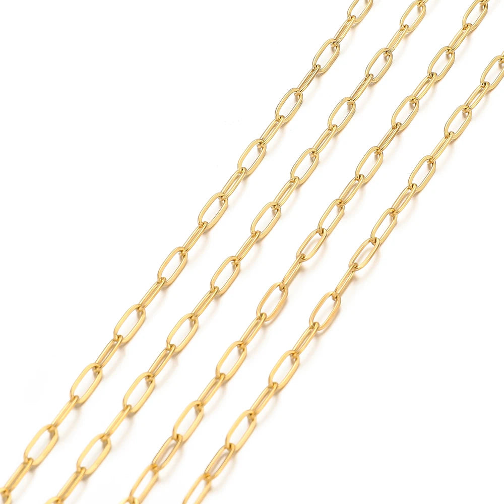 Stainless Steel Flat Link Chain | 2 Meter (6.5 feet) Bulk Jewelry Chain | DIY Necklace & Bracelet Making Supplies | Chain by the Roll