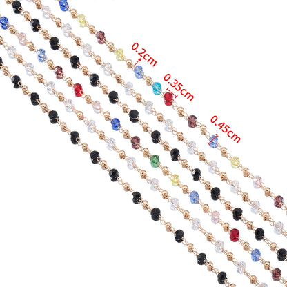 Crystal Bead Chain | 39.4-Inch Copper Chain (1 meter) | Colorful Necklace, Bracelet & DIY Jewelry Making Supplies
