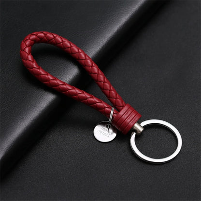 Braided PU Leather Keychain | Woven Rope Keyring with Metal Clasp | DIY Bag Charm, Key Holder & Craft Accessory