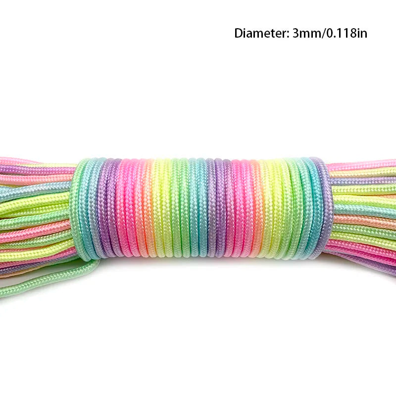 Rainbow Paracord Rope | 2mm, 3mm & 4mm 7-Strand Parachute Cord | DIY Bracelets, Camping, Survival & Craft Supplies