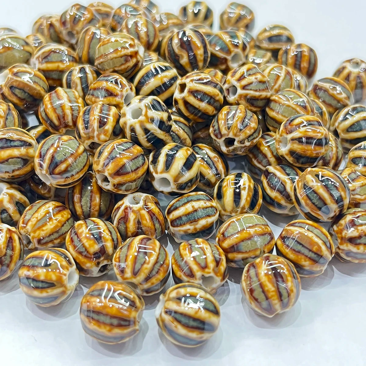 11mm Ceramic Spacer Beads | Colorful Irregular Round Beads | 20/40pcs Multicolor Beads for Bracelets & DIY Jewelry Making