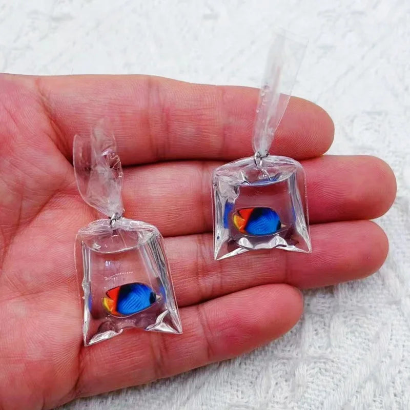 Resin Fish Charms | 10 Ocean Water Bag Pendants | DIY Jewelry Making Supplies