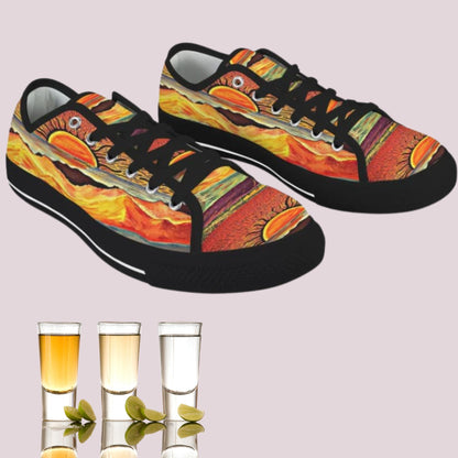 Tequila Sunrise Women's Shoes - ☀️ Whimsical Sunset Women’s Canvas Low Tops