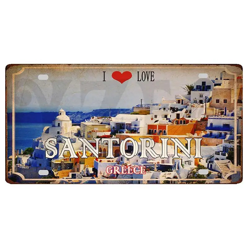 30X15CM Crete Zakynthos Santorini Greek Island Beach Metal Tin Sign Shabby Chi Travel Souvenir Wall Shop Home Art Decor DC-1358A