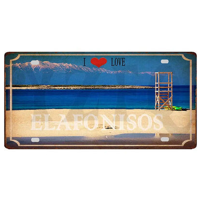 30X15CM Crete Zakynthos Santorini Greek Island Beach Metal Tin Sign Shabby Chi Travel Souvenir Wall Shop Home Art Decor DC-1358A