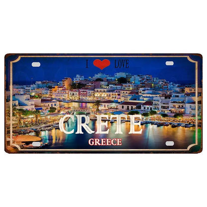 30X15CM Crete Zakynthos Santorini Greek Island Beach Metal Tin Sign Shabby Chi Travel Souvenir Wall Shop Home Art Decor DC-1358A