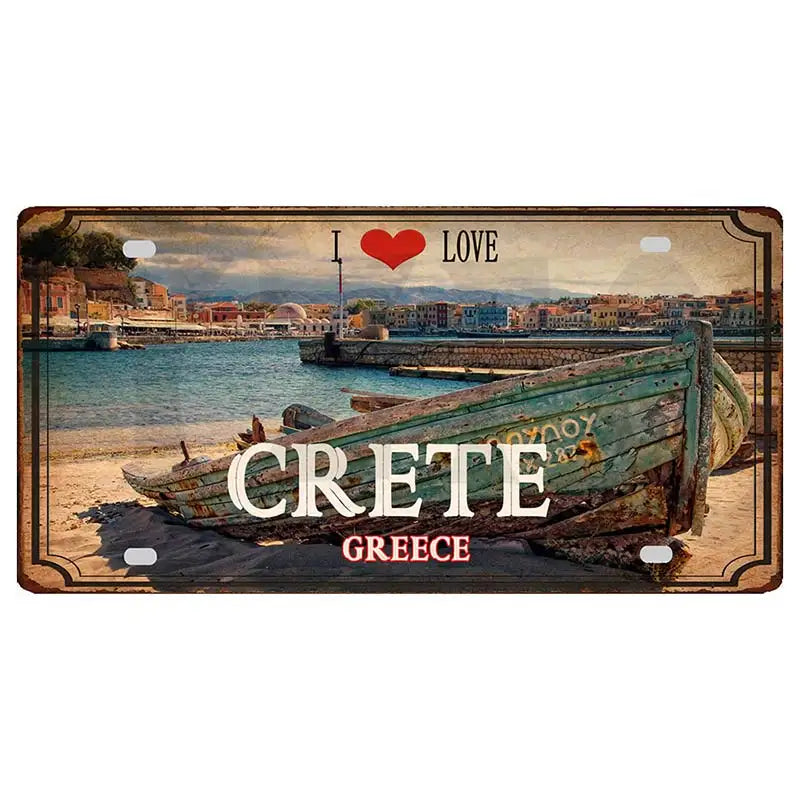 30X15CM Crete Zakynthos Santorini Greek Island Beach Metal Tin Sign Shabby Chi Travel Souvenir Wall Shop Home Art Decor DC-1358A