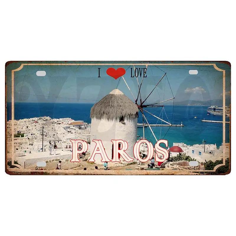 30X15CM Crete Zakynthos Santorini Greek Island Beach Metal Tin Sign Shabby Chi Travel Souvenir Wall Shop Home Art Decor DC-1358A