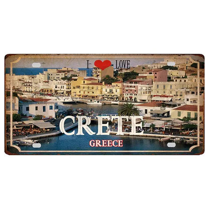 30X15CM Crete Zakynthos Santorini Greek Island Beach Metal Tin Sign Shabby Chi Travel Souvenir Wall Shop Home Art Decor DC-1358A