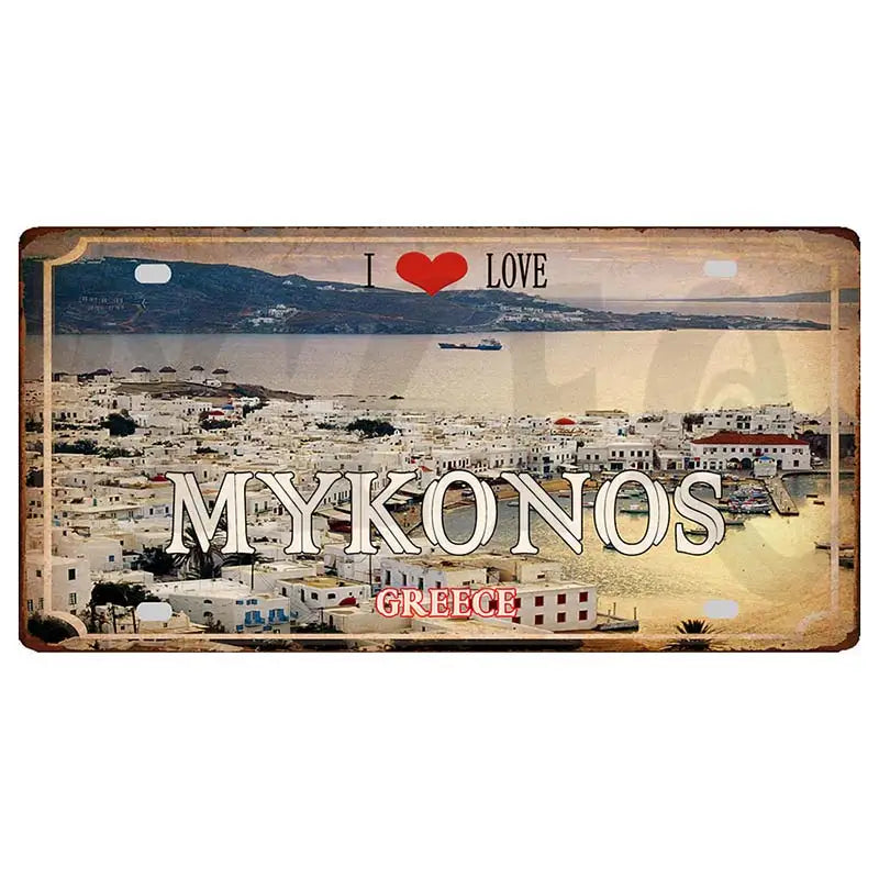 30X15CM Crete Zakynthos Santorini Greek Island Beach Metal Tin Sign Shabby Chi Travel Souvenir Wall Shop Home Art Decor DC-1358A
