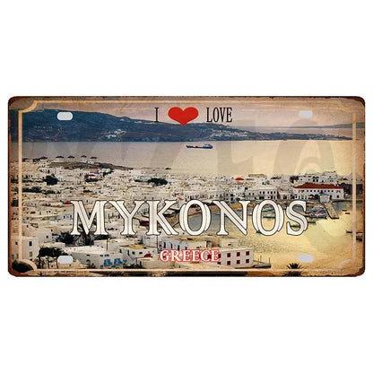 30X15CM Crete Zakynthos Santorini Greek Island Beach Metal Tin Sign Shabby Chi Travel Souvenir Wall Shop Home Art Decor DC-1358A