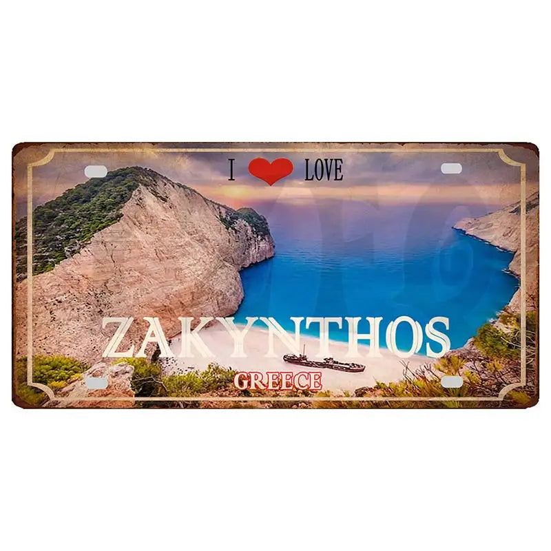 30X15CM Crete Zakynthos Santorini Greek Island Beach Metal Tin Sign Shabby Chi Travel Souvenir Wall Shop Home Art Decor DC-1358A