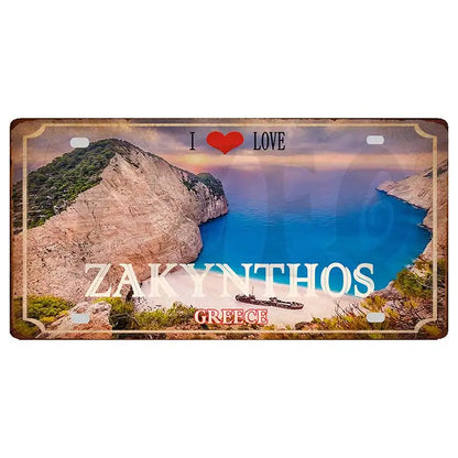 30X15CM Crete Zakynthos Santorini Greek Island Beach Metal Tin Sign Shabby Chi Travel Souvenir Wall Shop Home Art Decor DC-1358A