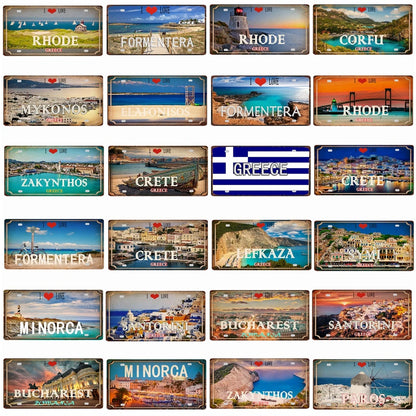 30X15CM Crete Zakynthos Santorini Greek Island Beach Metal Tin Sign Shabby Chi Travel Souvenir Wall Shop Home Art Decor DC-1358A