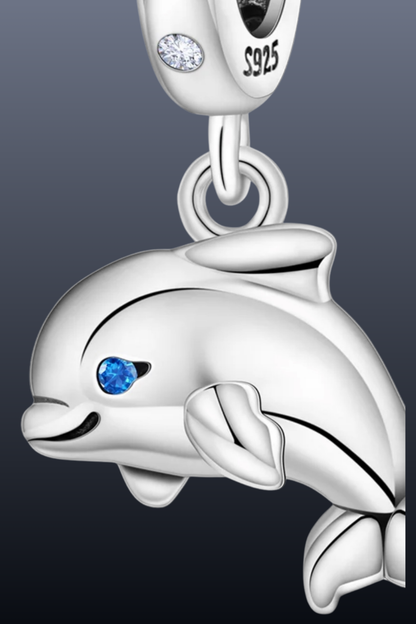 Dolphin Charm | 925 Sterling Silver Ocean Pendant | Bracelet & Necklace Gift for Sea Lovers