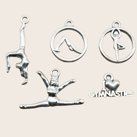 20pcs Charms Gymnastics Antique Silver Color Gymnastics Charms Jewelry Findings DIY Gym Charms Sport Wholesale
