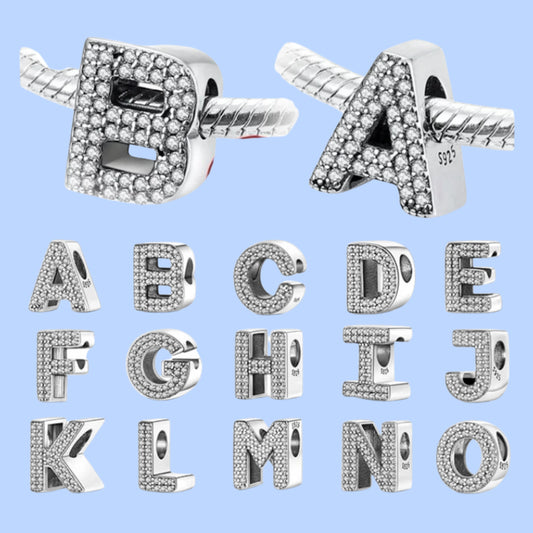 925 Sterling Silver A–Z Alphabet Charms | Initial Letter Beads for Charm Bracelets | DIY Jewelry Gift for Women