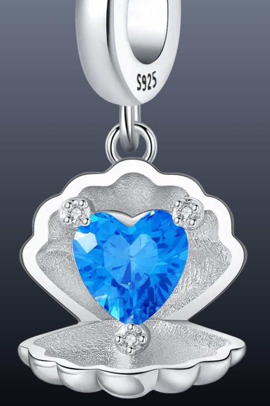 Oyster Charm | 925 Sterling Silver Blue Gem Pendant | Ocean Bracelet & Necklace Gift