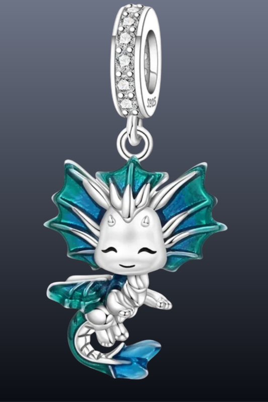 Baby Dragon Charm | 925 Sterling Silver Fantasy Pendant | Bracelet & Necklace Gift for Dragon Lovers