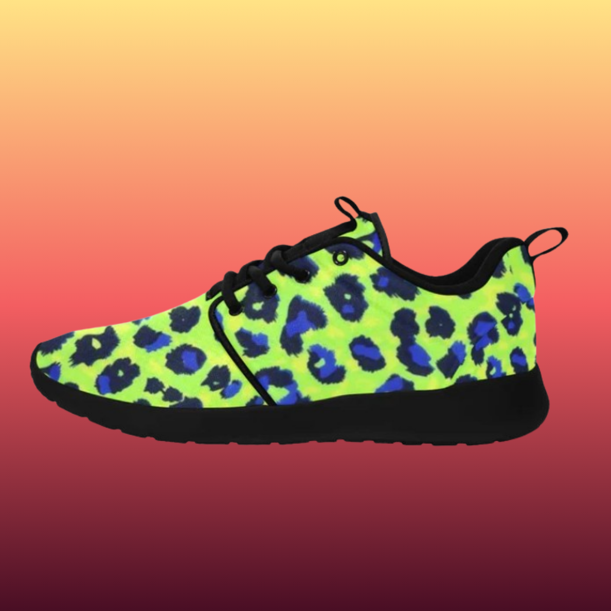 Extinction Women's Sneakers Black and Green Animal Print
