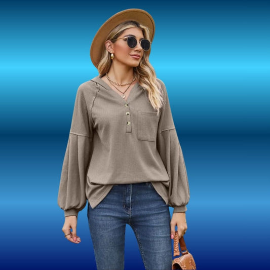 Dropped Shoulder Button-Down Hoodie