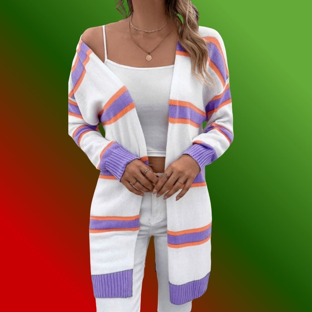 Striped Dropped Shoulder Cardigan