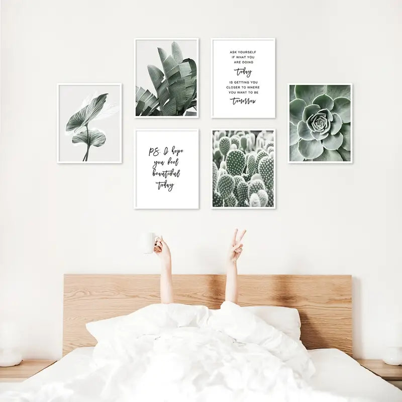 6pcs Botanical Wall Art Prints in Sage Green, 8x10 Inches