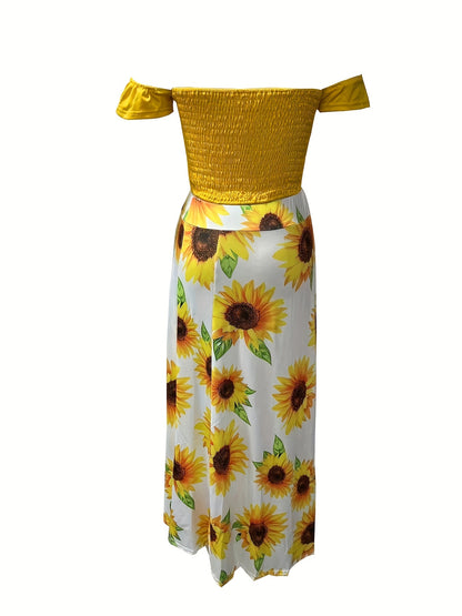 Slim-Fit French-Style Bohemian Digital Print Mid-Length Vintage Tube Top Skirt Set for Women