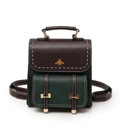 Contrasting Retro Small Backpack for Women
