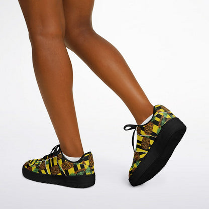 Core Low Shoes, Tropical Pineapple Sneakers, Colorful Summer Low Tops, Beach Vacation Shoes, Custom Shoes