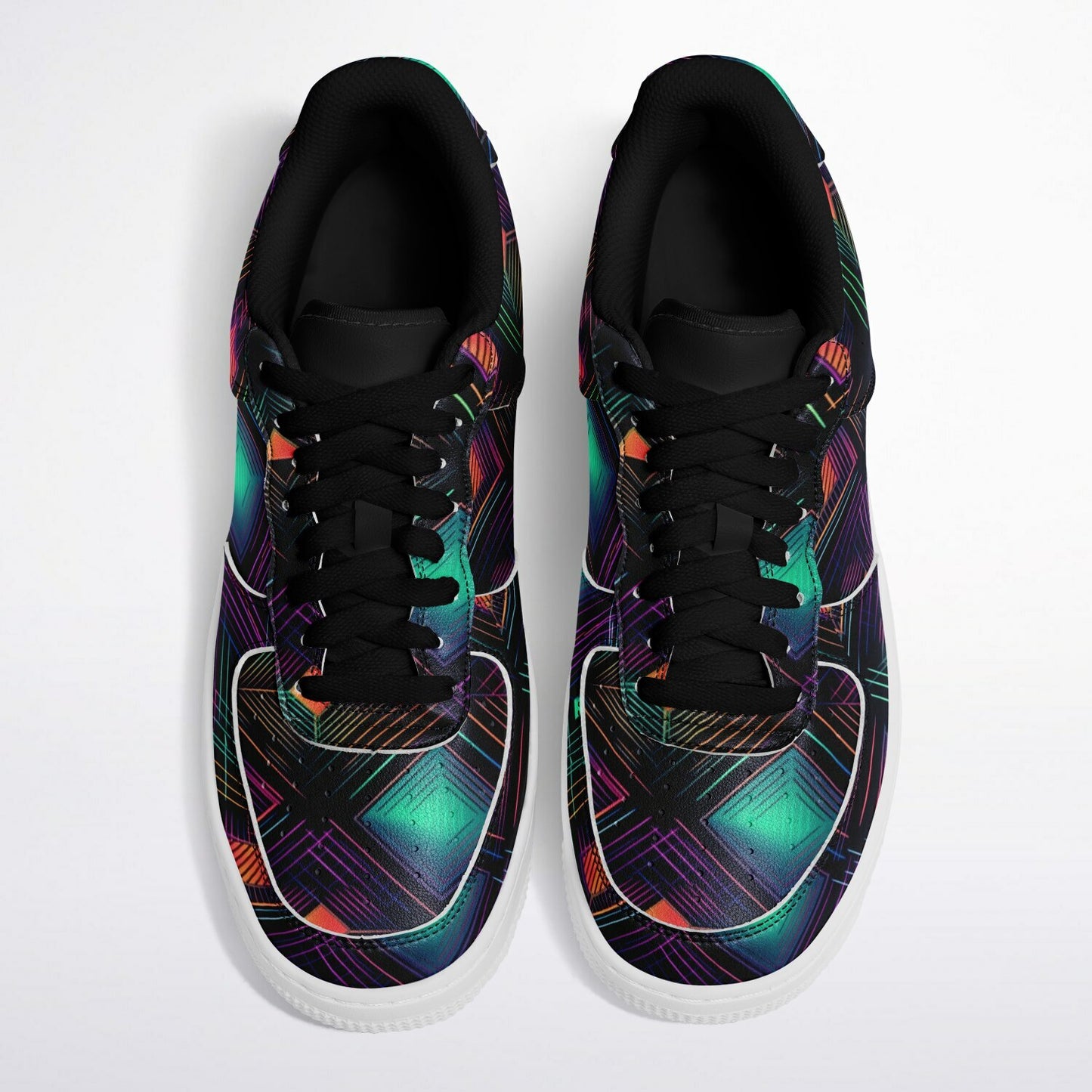 Low Yop Shoes, Neon Geometric Sneakers, Colorful EDM Low Tops, Festival Rave Footwear, Custom Shoes
