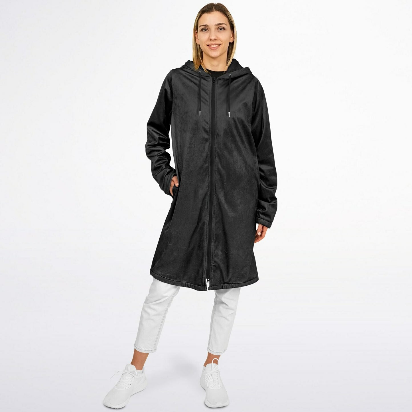 Dark Gray long hoodie with zipper, Warm hooded sweatshirt Unisex, Oversized jacket, Plus sized available copy