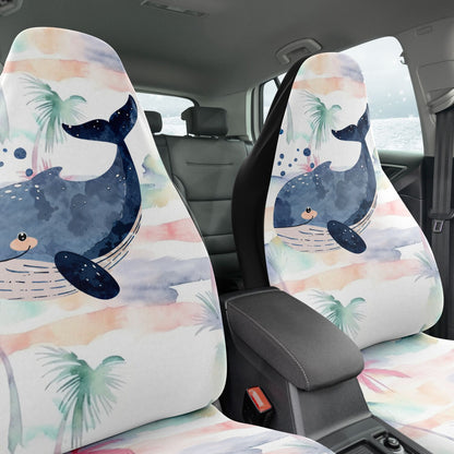 Whimsical Whale Car Seat Cover – Cute Watercolor Marine Life with Bubbles & Ocean Charm