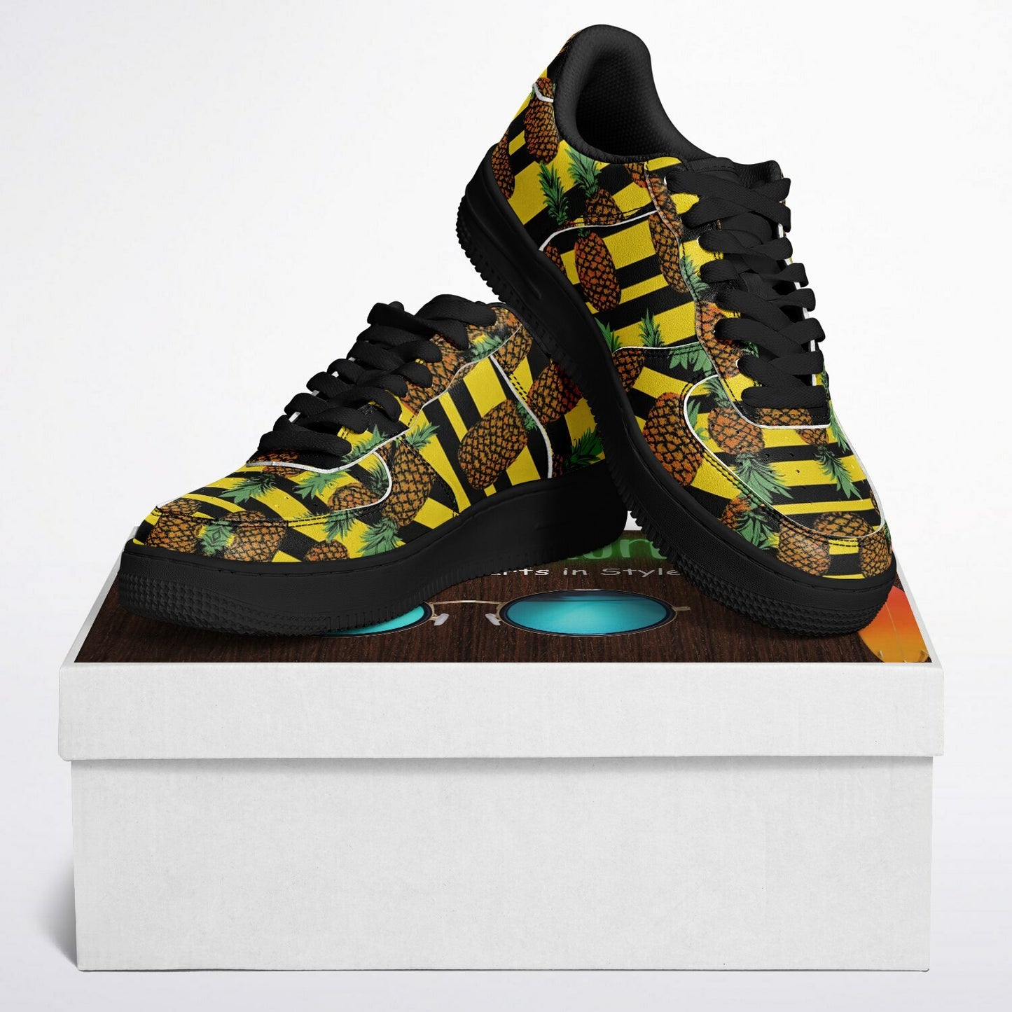 Core Low Shoes, Tropical Pineapple Sneakers, Colorful Summer Low Tops, Beach Vacation Shoes, Custom Shoes