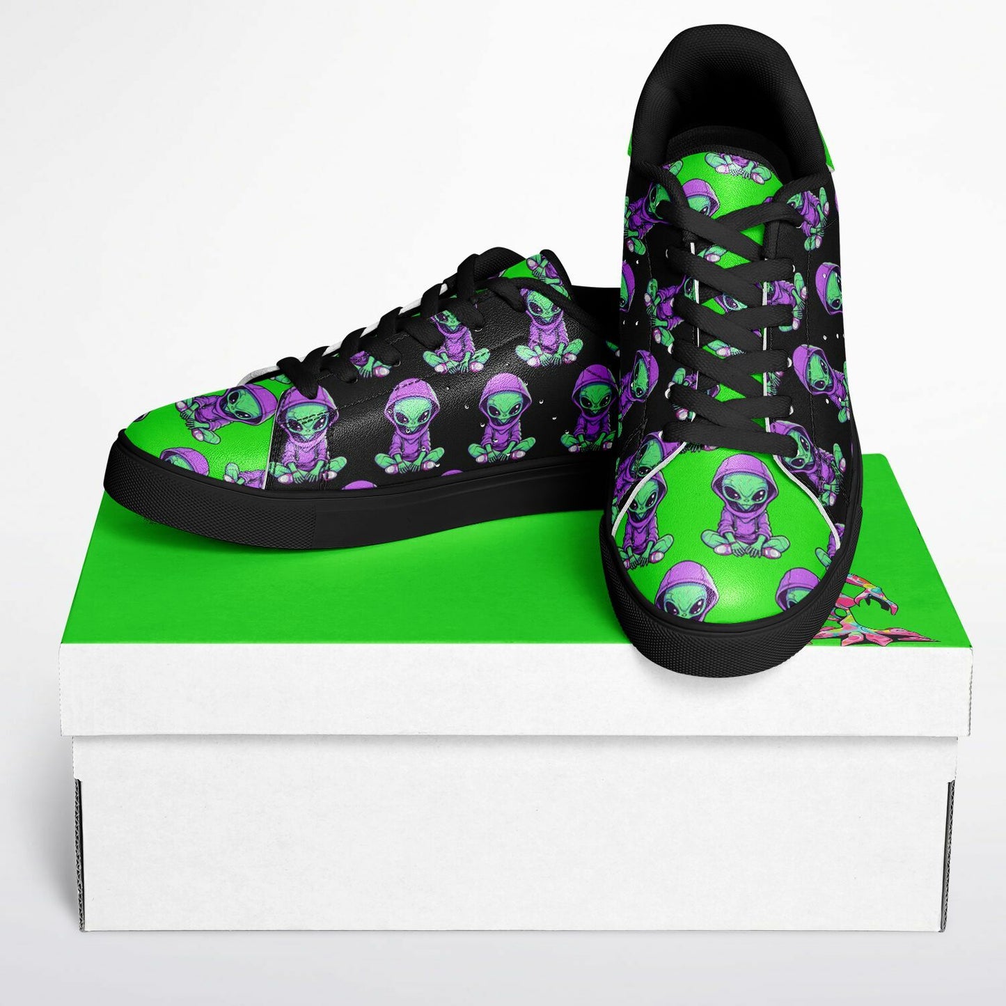 Alien Terrestrial Black & Green Unisex Sneakers – Futuristic Streetwear Statement