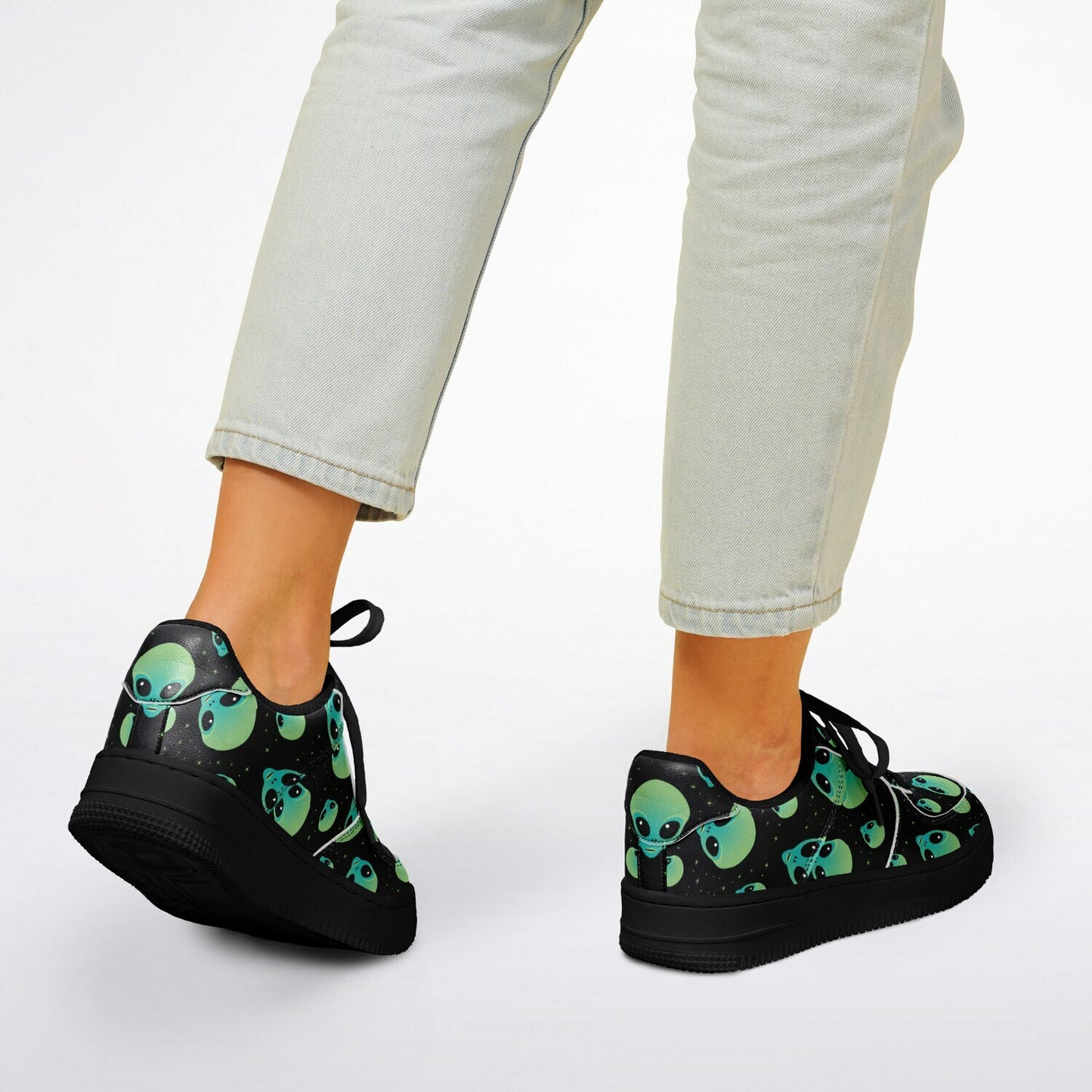 👽 Alien Skull Low-Top Sneakers – Sci-Fi Streetwear Vibes - Custom Design