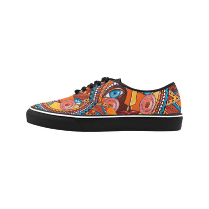 Golden Glow Vibes – Women’s Whimsical Sun Canvas Low Tops
