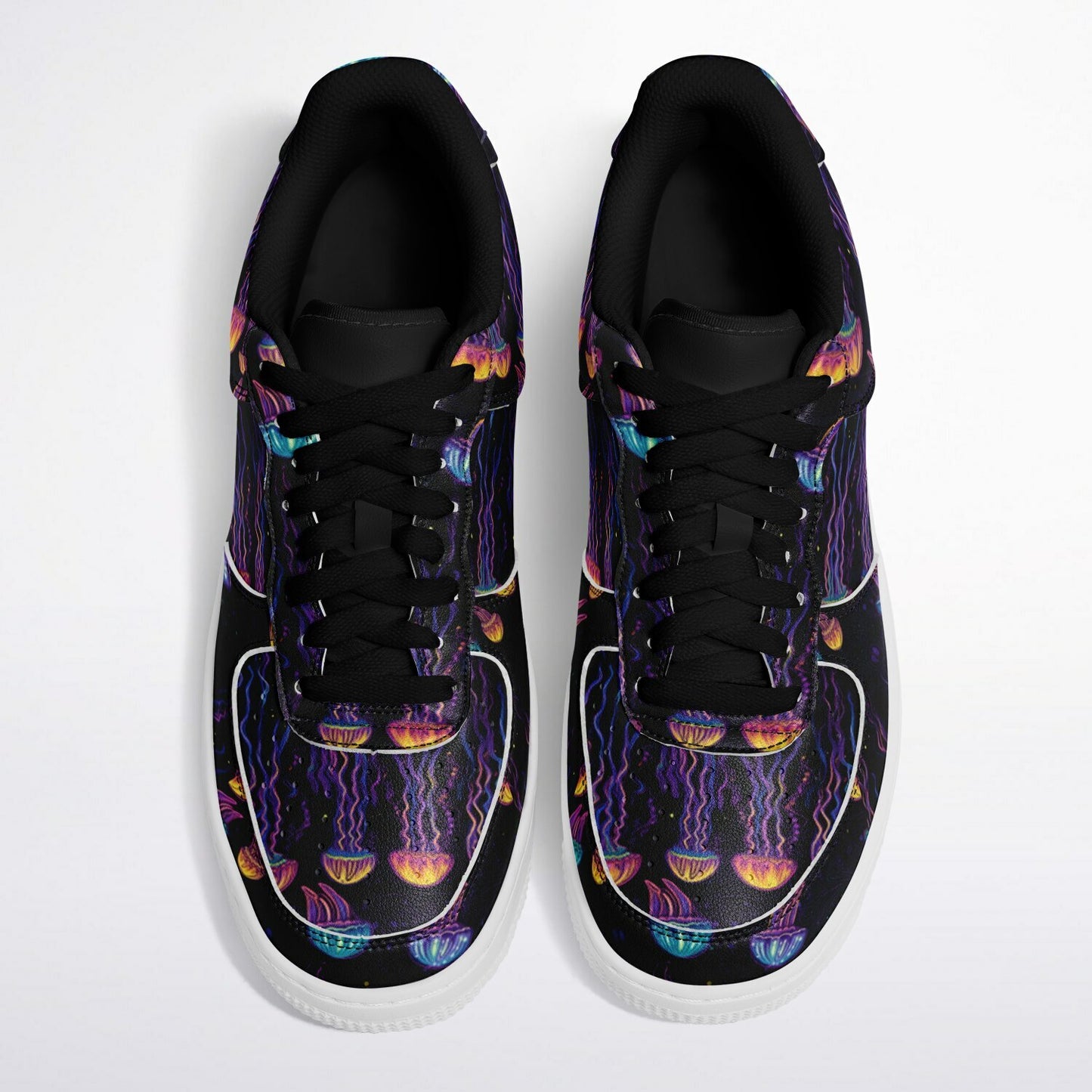 Low Top Shoes, Blue & Purple Jellyfish Sneakers, Ocean-Inspired Low Tops, Creative Sea Life Shoes, Custom Shoes