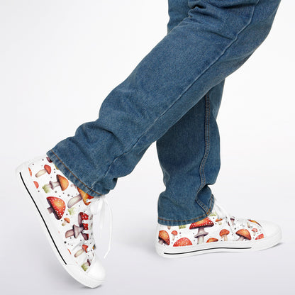 Urban Peak High Top Shoes | Colorful Mushroom Print Sneakers | Creative Nature-Inspired Streetwear