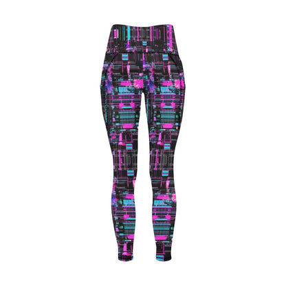 Neon Black and Purple  Leggings with Pockets
