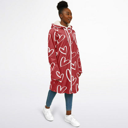 Red with White Hearts Zipper Cloak