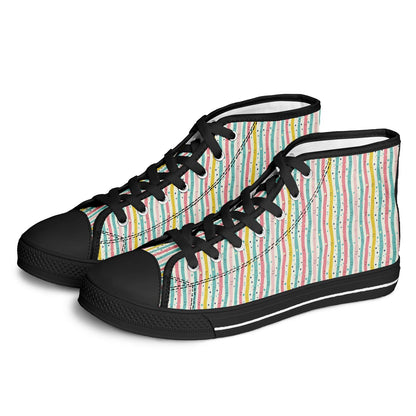 Urban Peak High Top Shoes | Whimsical Hand-Drawn Pastel Sneakers | Playful Streetwear