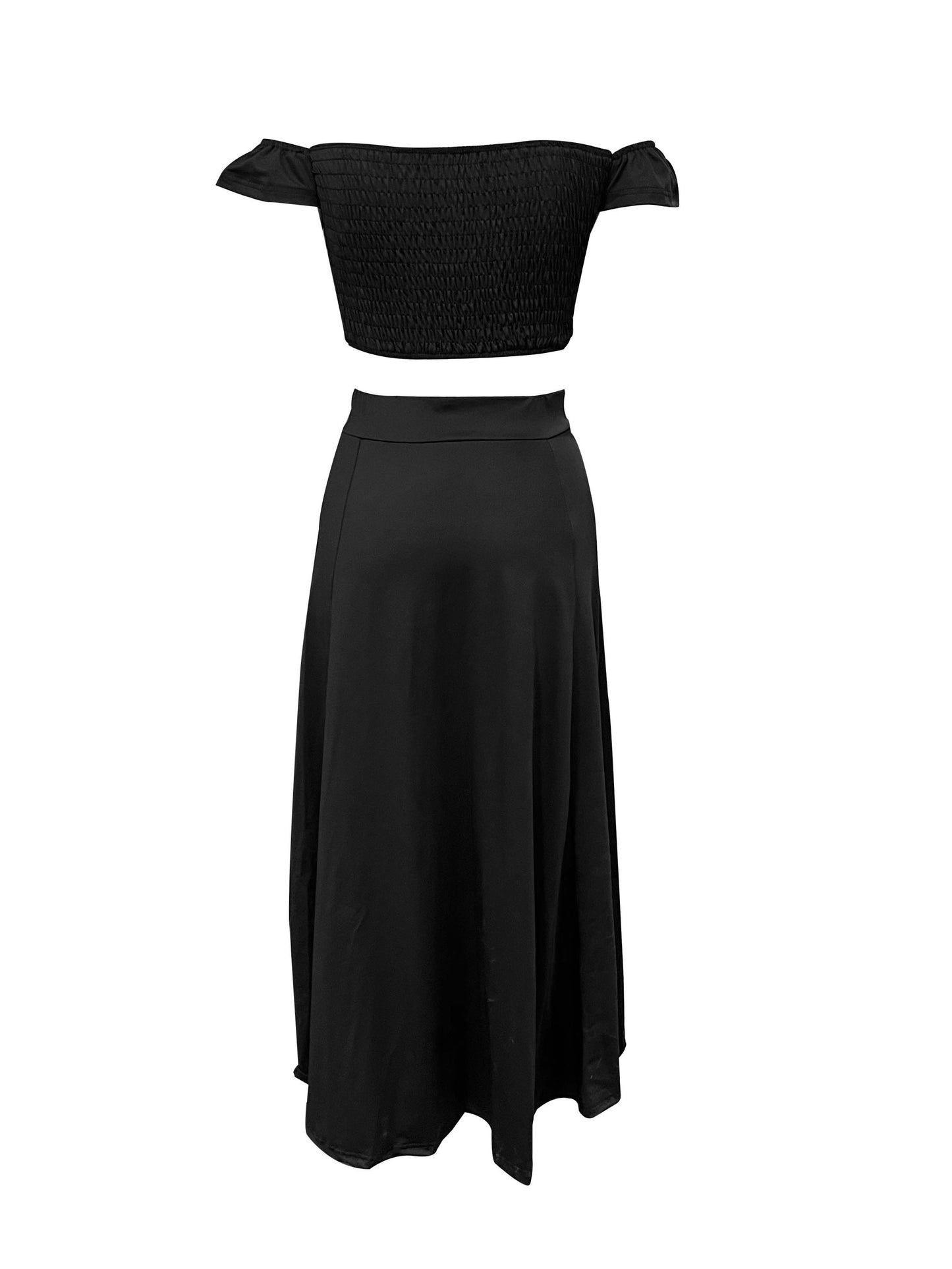 Slim-Fit French-Style Bohemian Digital Print Mid-Length Vintage Tube Top Skirt Set for Women