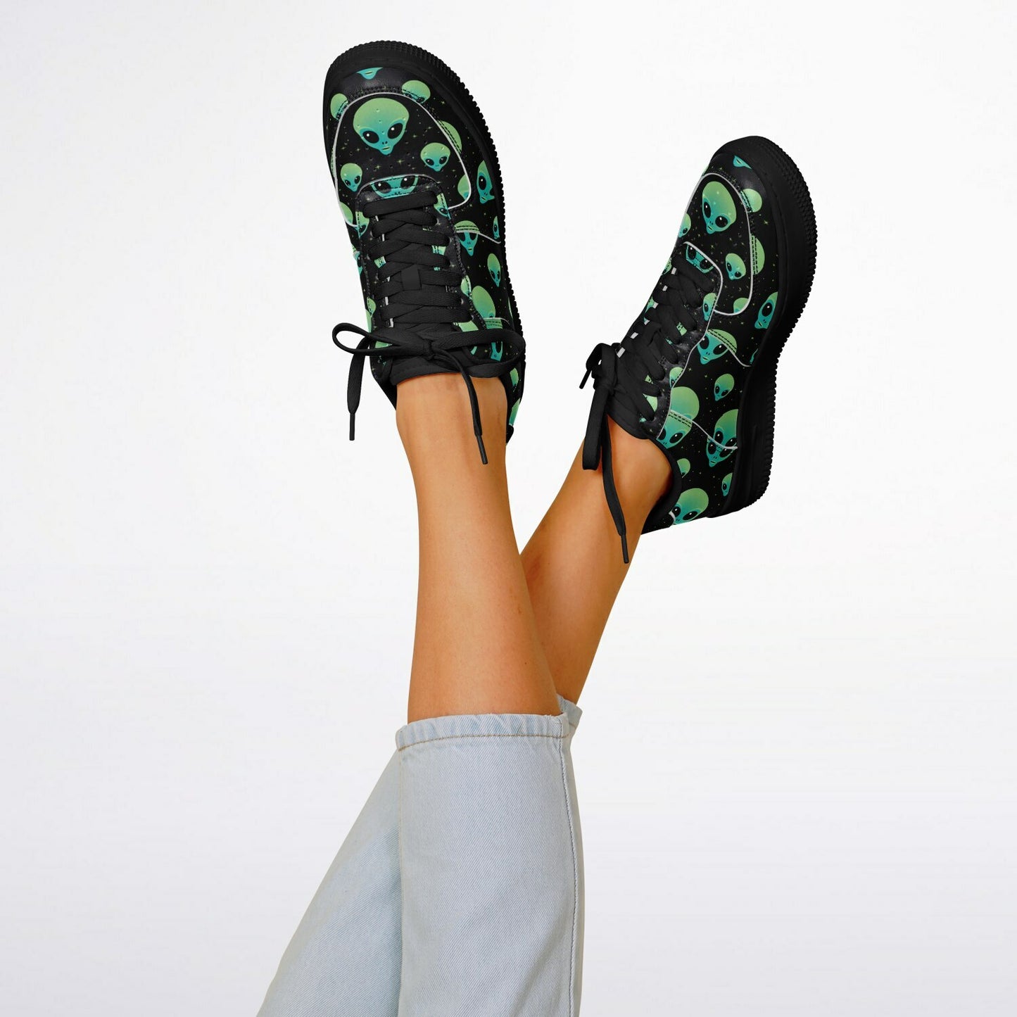 👽 Alien Skull Low-Top Sneakers – Sci-Fi Streetwear Vibes - Custom Design
