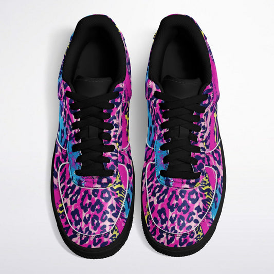 Vibrant Cheetah Print Sneakers with Bold Brush Strokes Men's and Women's