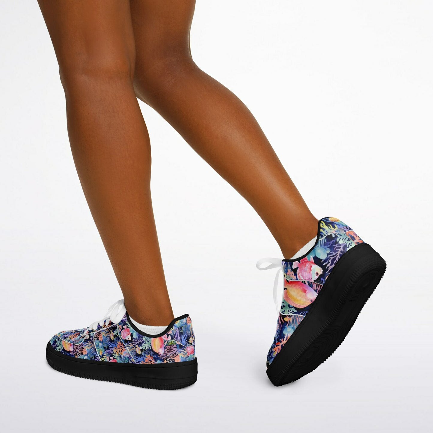 Core Low Shoes – Tropical Fish & Bright Coral Ocean Design Sneakers  Custom Design