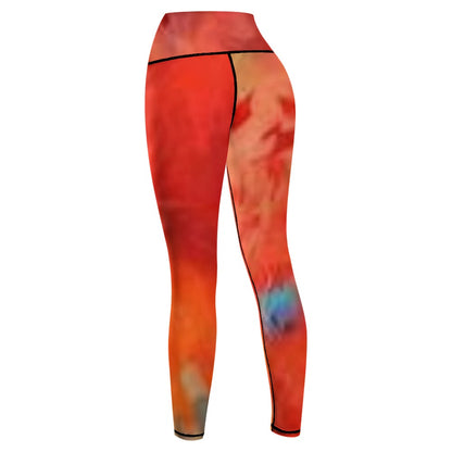 Orange Tie-Dye Sports Yoga Pants